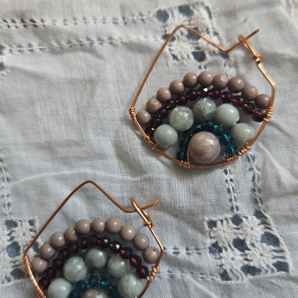 Chic Beaded Hoop Earrings with Gold Accents